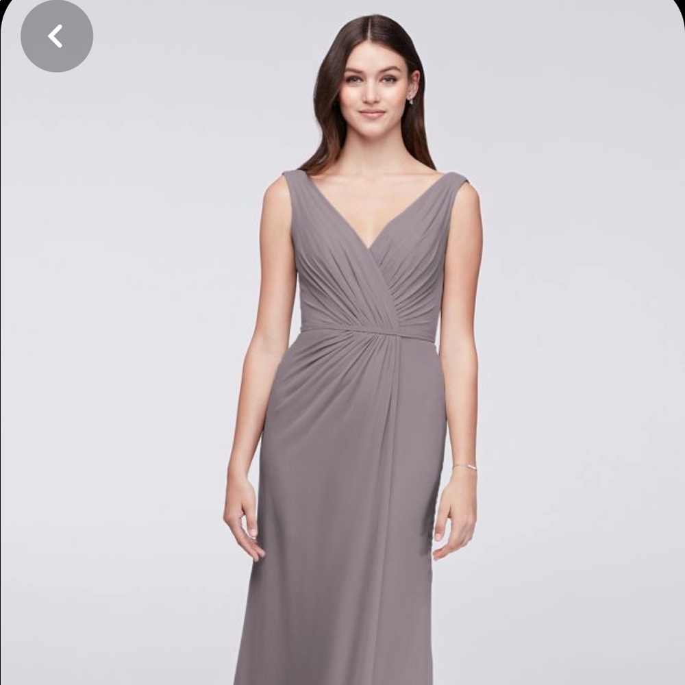 David’s Bridal Faux-Wrap Pleated Chiffon Dress